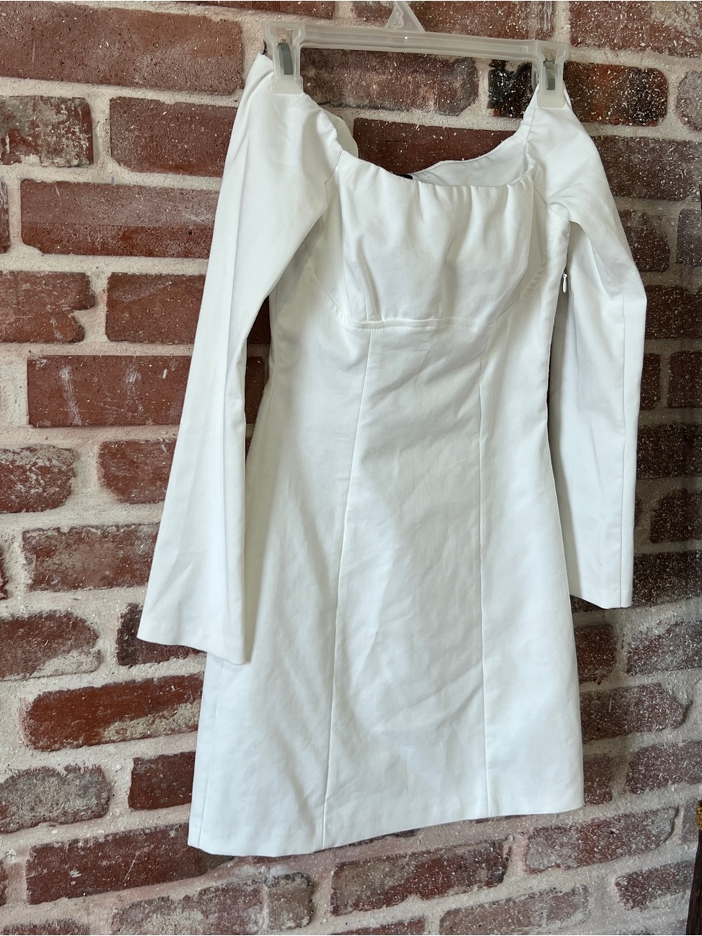 Zara White Off-Shoulder Long-Sleeve Mini Dress - Picture 3 of 5